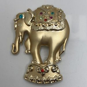 VTG  AJC GoldTone Circus Elephant Brooch Pin